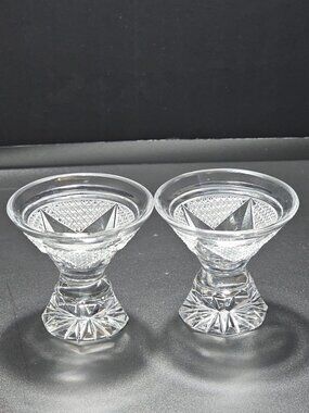 2 Vintage Bohemian Cut Crystal Cordial Glass 2oz Liqueur Stemware Elegant Barwar